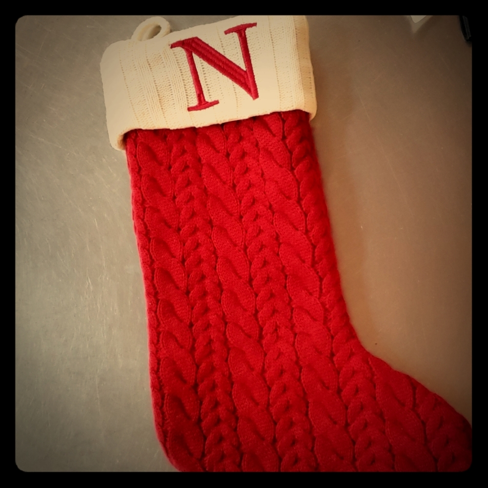 Red Cable knit Christmas Stocking N